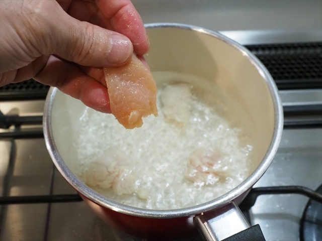 作り水晶鶏ときのこの味噌汁14