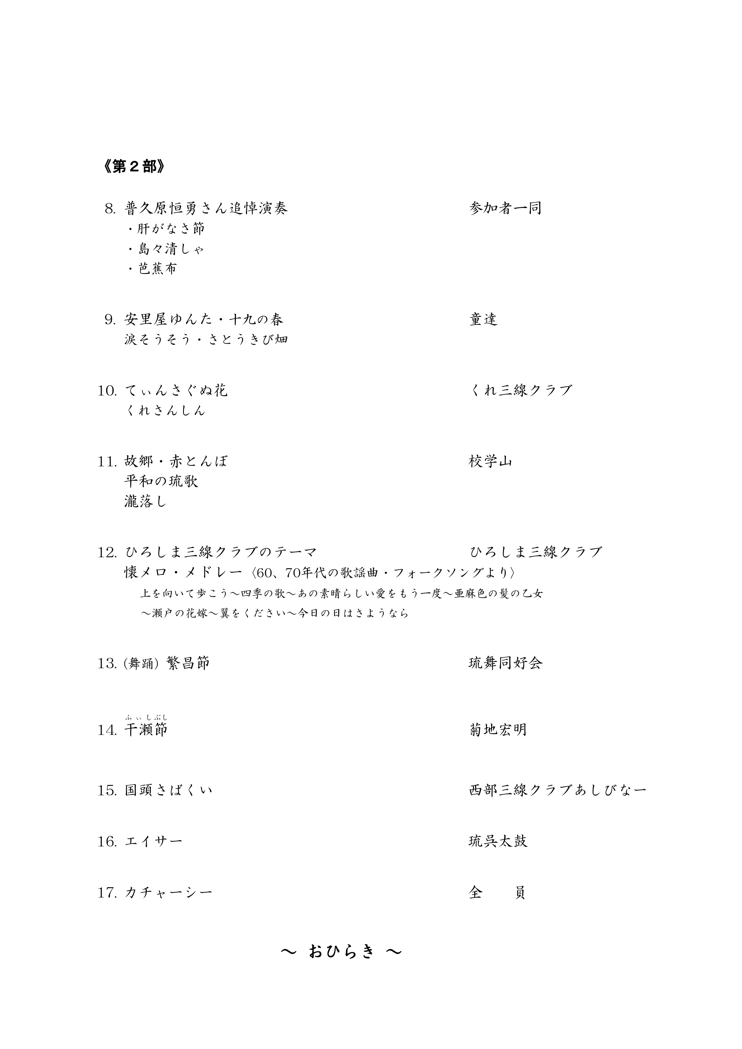 「ひろしま三線クラブ28周年記念コンサート」プログラム_PAGE0002