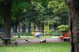 定点撮影 日比谷公園草地広場のゾウとパンダの遊具 2021.5.15